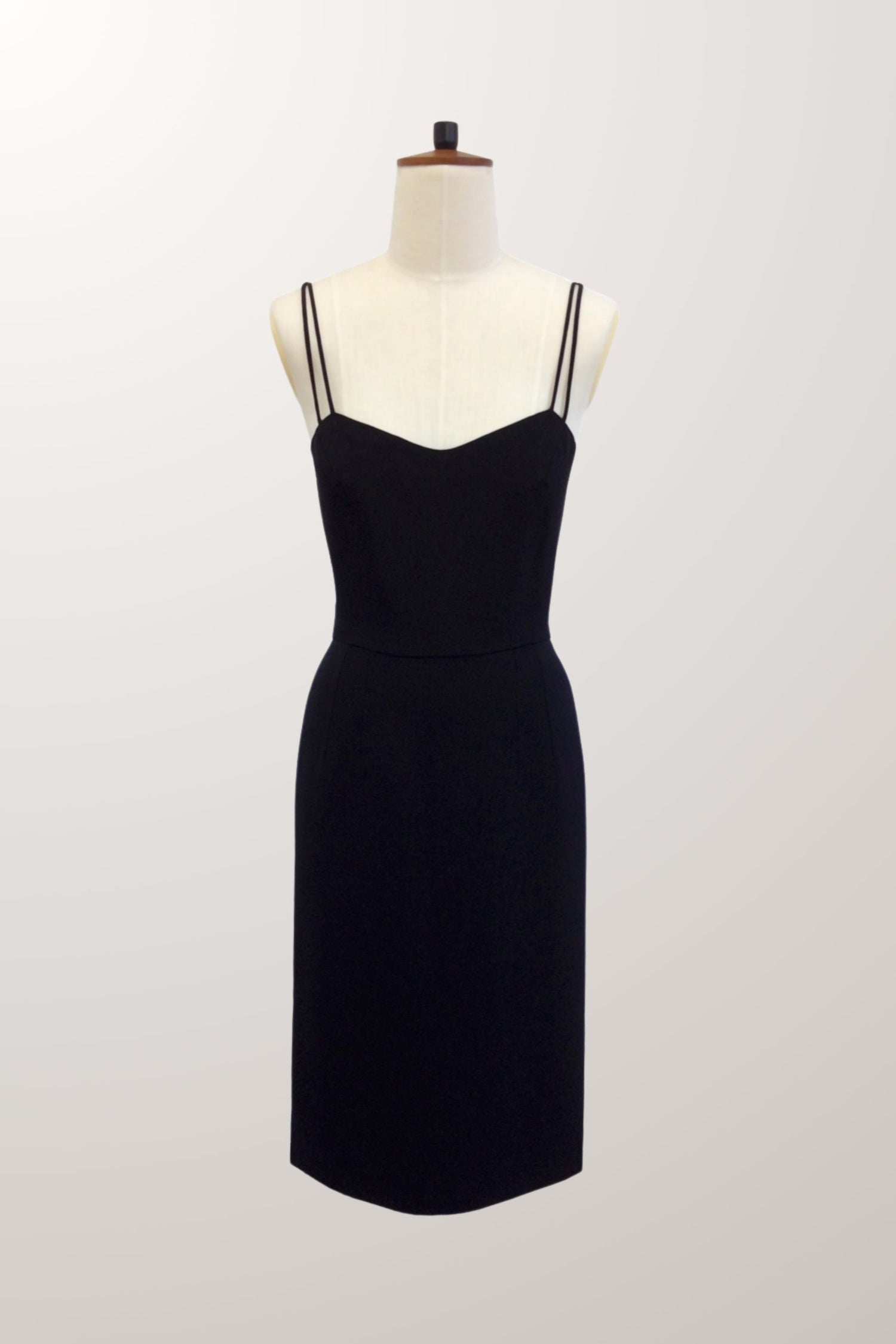 Ladies Elegant Polished Silk Black Dress Below Knee Made In London