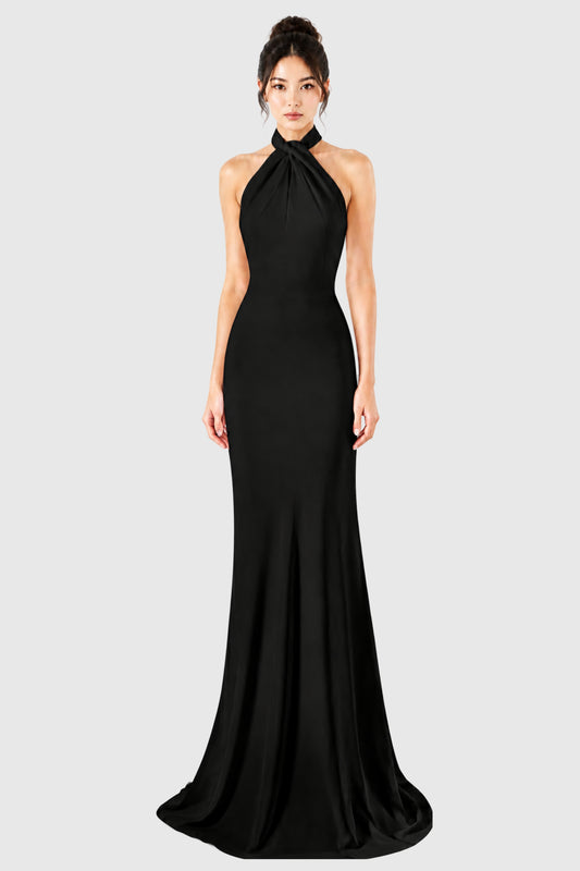Monaco Halter Neck Silk Evening Gown