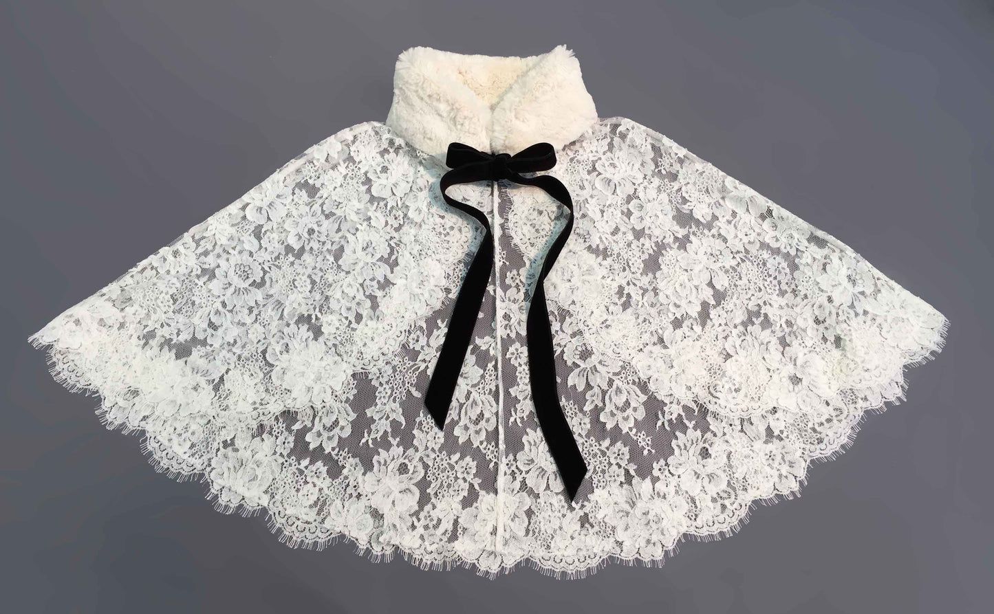 Fairytale Faux Fur and Lace Capelet