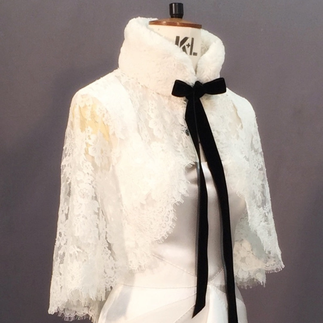 Fairytale Faux Fur and Lace Capelet